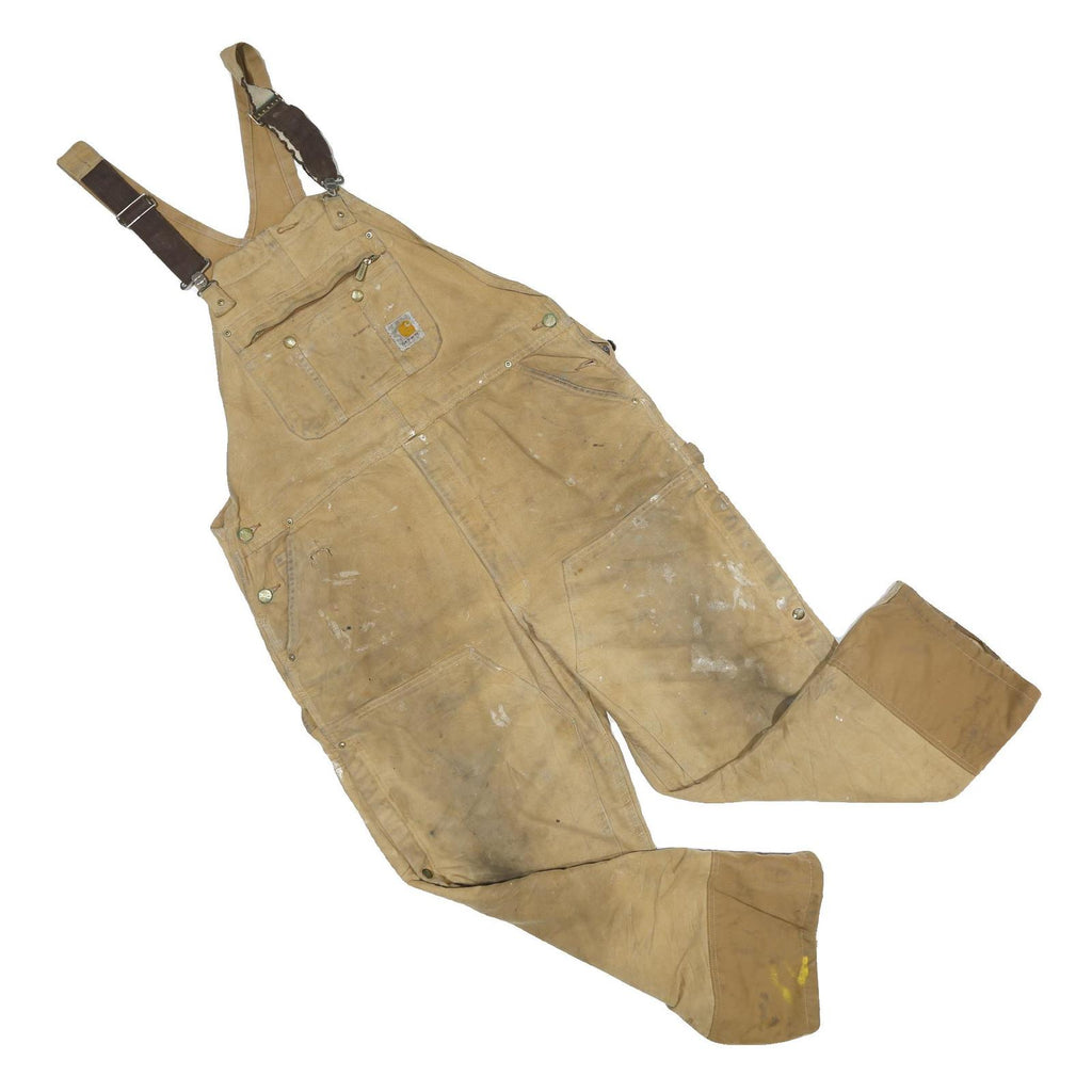 CARHARTT Mens Beige Workwear Cotton Blend Dungarees L W40 L28 Durable Practical