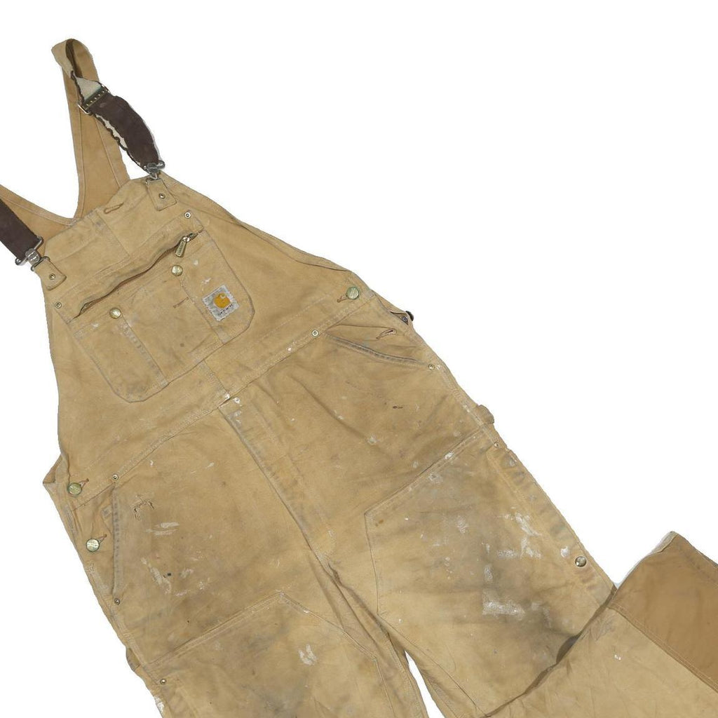 CARHARTT Mens Beige Workwear Cotton Blend Dungarees L W40 L28 Durable Practical