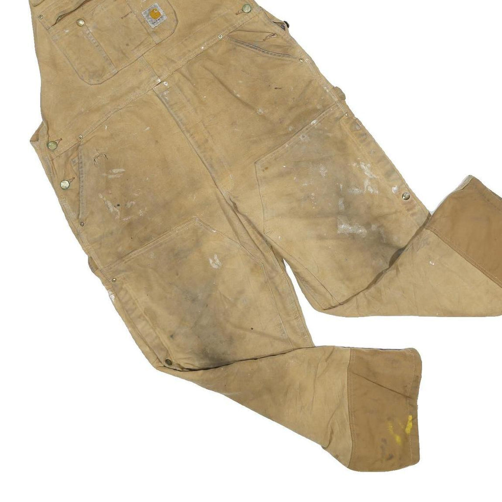 CARHARTT Mens Beige Workwear Cotton Blend Dungarees L W40 L28 Durable Practical