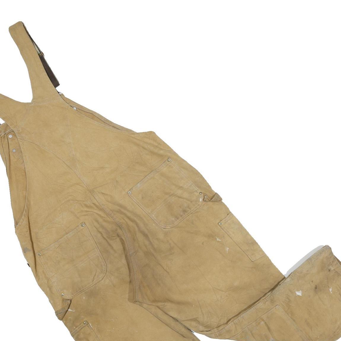 CARHARTT Mens Beige Workwear Cotton Blend Dungarees L W40 L28 Durable Practical