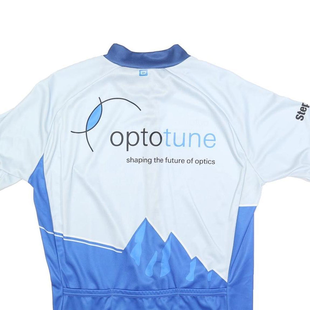 OWAYO Mens Blue & White Cycling Jersey M Short Sleeve Round Neck Optotune Logo
