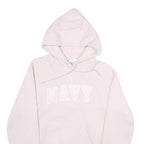 CHAMPION Mens Pink Hoodie S Navy Embroidered Cotton Blend Pullover