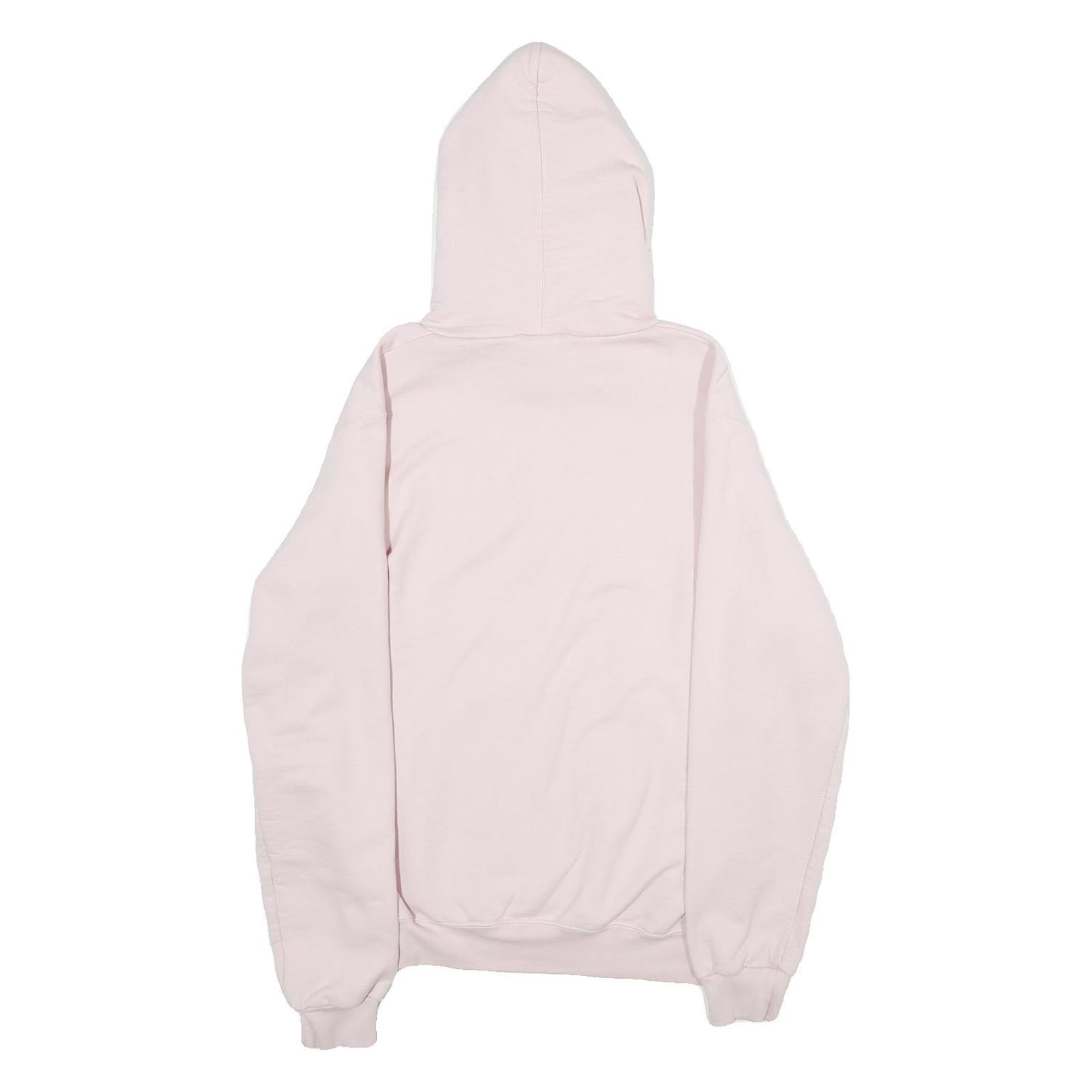 CHAMPION Mens Pink Hoodie S Navy Embroidered Cotton Blend Pullover