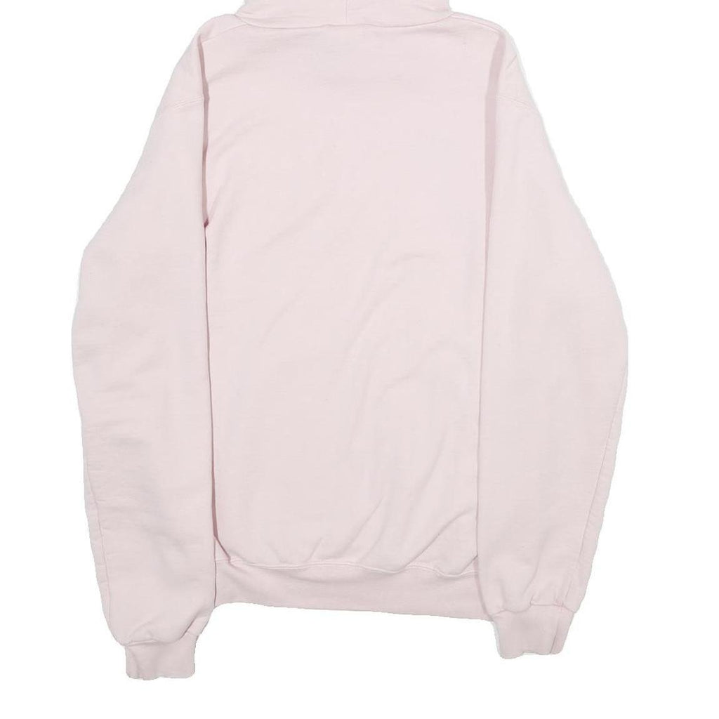 CHAMPION Mens Pink Hoodie S Navy Embroidered Cotton Blend Pullover