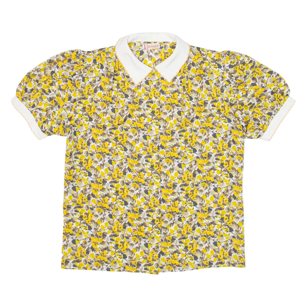 ILE DEPARIS Womens Shirt Yellow Floral L