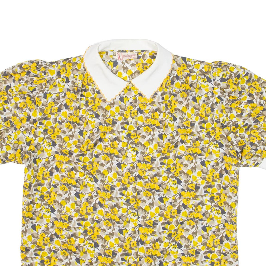 ILE DEPARIS Womens Shirt Yellow Floral L