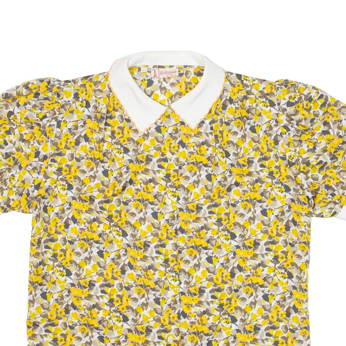 ILE DEPARIS Womens Shirt Yellow Floral L