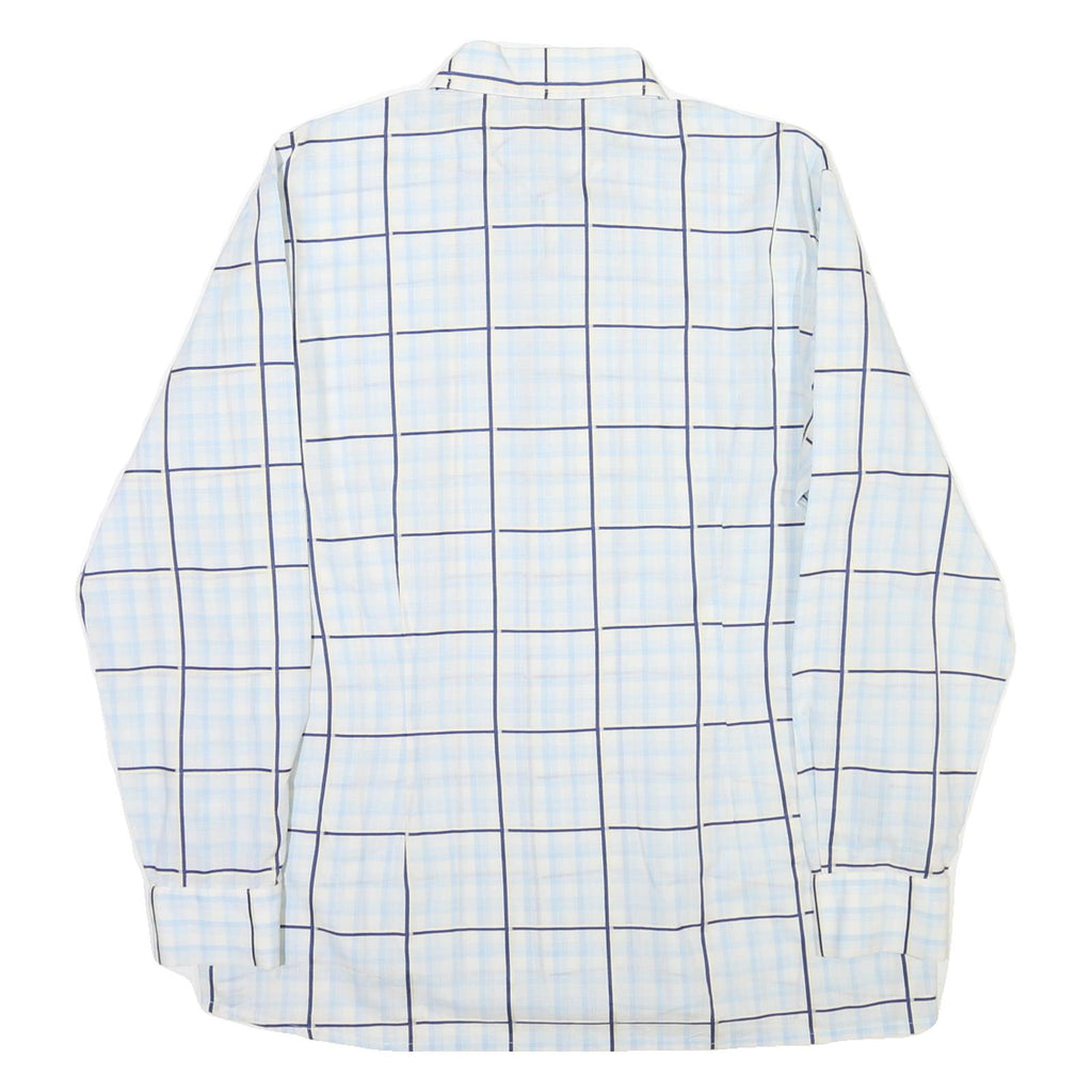 ALBA Mens Blue & White Check Shirt L Long Sleeve Button Closure Classic Fit
