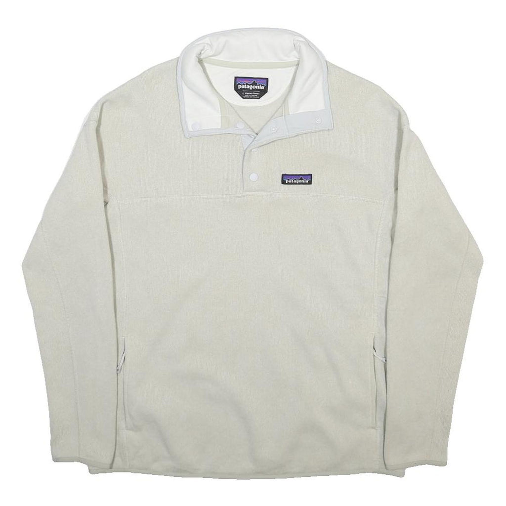 PATAGONIA Womens Cream Plain Pullover Jumper Crew Neck Regular L Fleece