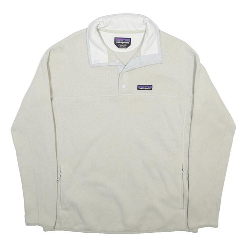 PATAGONIA Womens Cream Plain Pullover Jumper Crew Neck Regular L Fleece