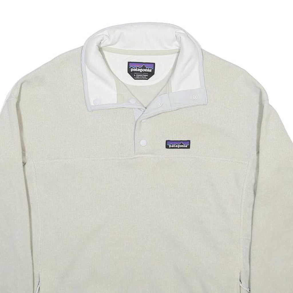 PATAGONIA Womens Cream Plain Pullover Jumper Crew Neck Regular L Fleece