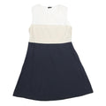 JOSEPH Womens White & Beige & Blue Day Dress Cotton Sleeveless UK 12 Elegant