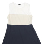JOSEPH Womens White & Beige & Blue Day Dress Cotton Sleeveless UK 12 Elegant