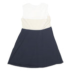 JOSEPH Womens White & Beige & Blue Day Dress Cotton Sleeveless UK 12 Elegant