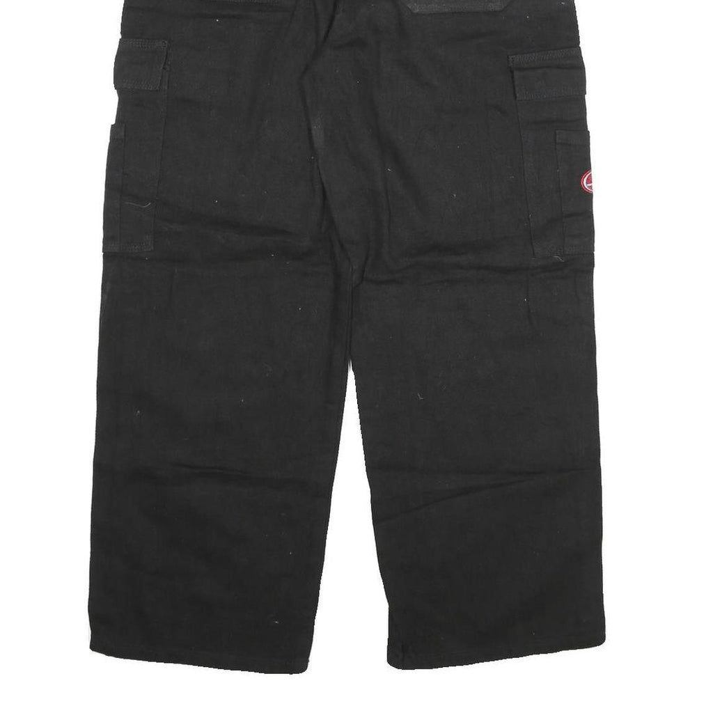 WAKE Womens Relaxed Black Cargo Denim Jeans W28 L27 Utility Pockets Zip Closure