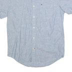 TOMMY HILFIGER Mens Blue Short Sleeve Cotton Blend Shirt M Casual Button-Down