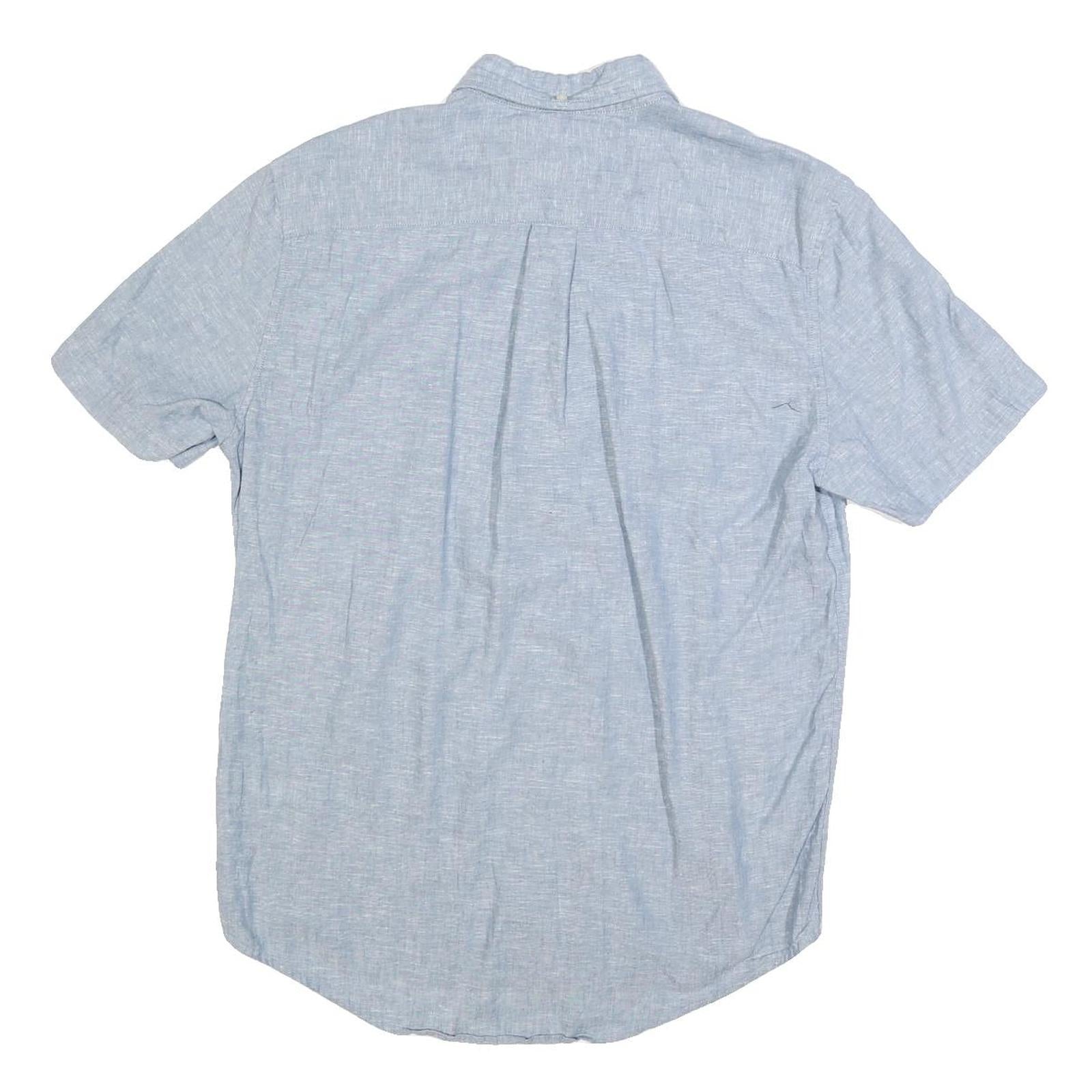 TOMMY HILFIGER Mens Blue Short Sleeve Cotton Blend Shirt M Casual Button-Down