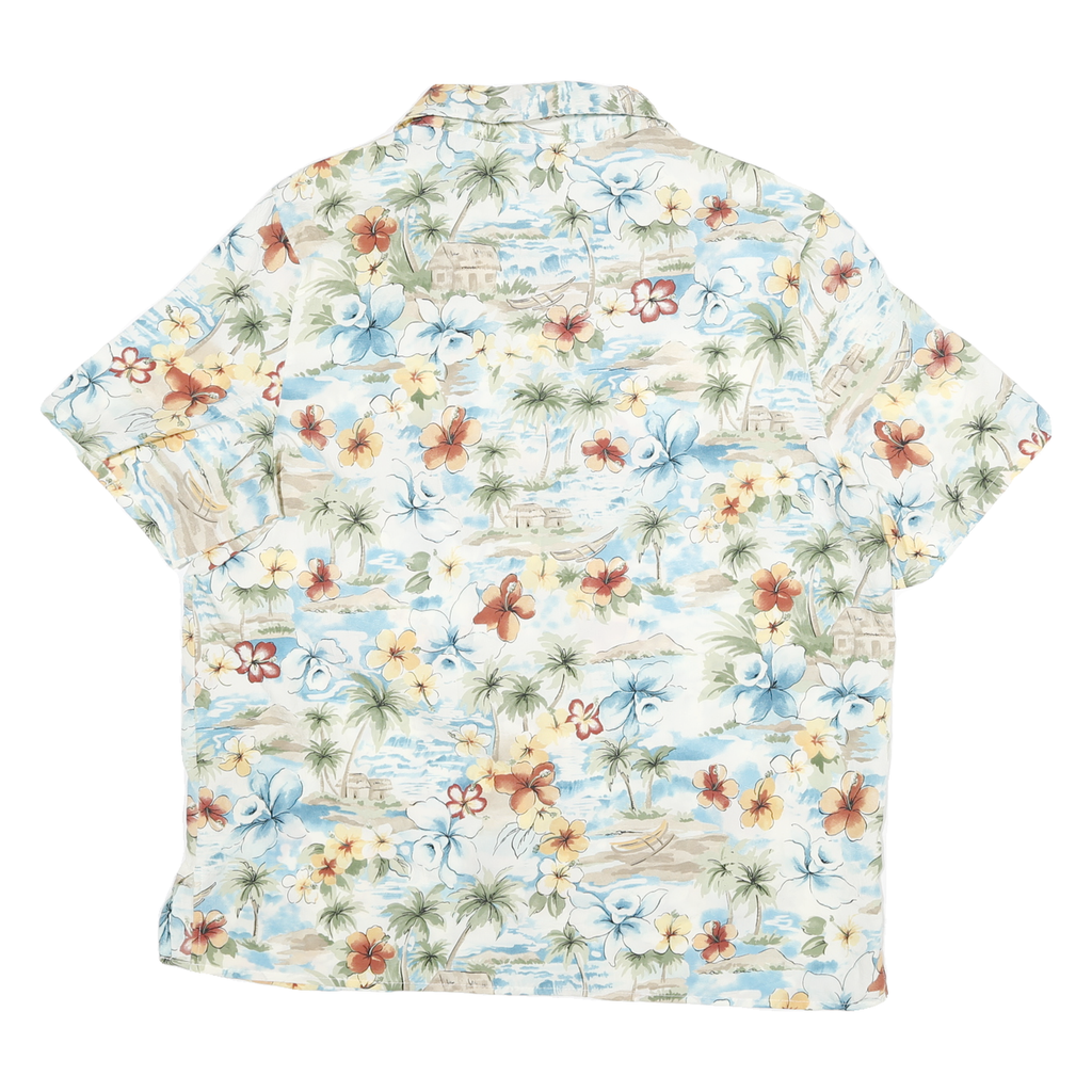 BONWORTH Womens Cream Floral Hawaiian Shirt M Lightweight Casual Vacation