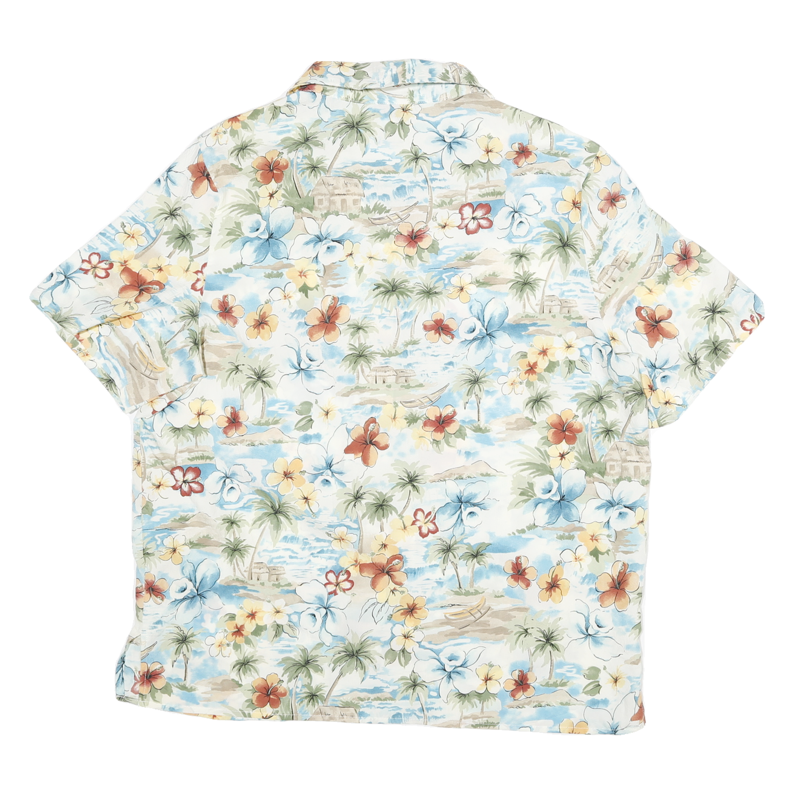 BONWORTH Womens Cream Floral Hawaiian Shirt M Lightweight Casual Vacation