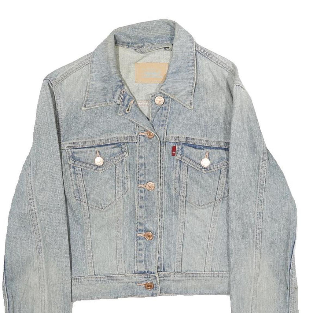 LEVI'S Womens Blue Cotton Denim Jacket S Button Closure Cropped Classic Fit