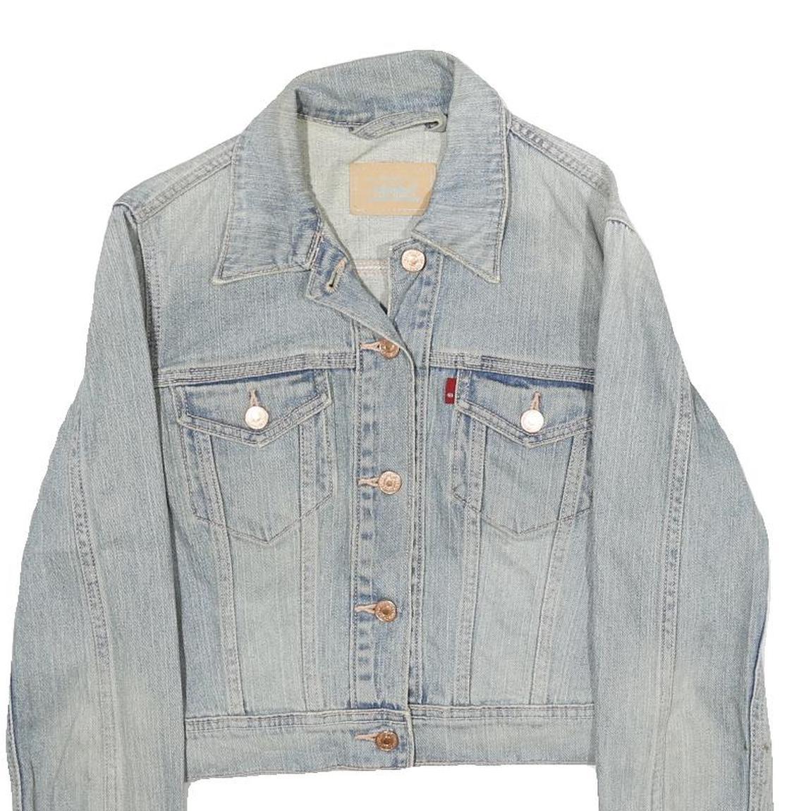 LEVI'S Womens Blue Cotton Denim Jacket S Button Closure Cropped Classic Fit