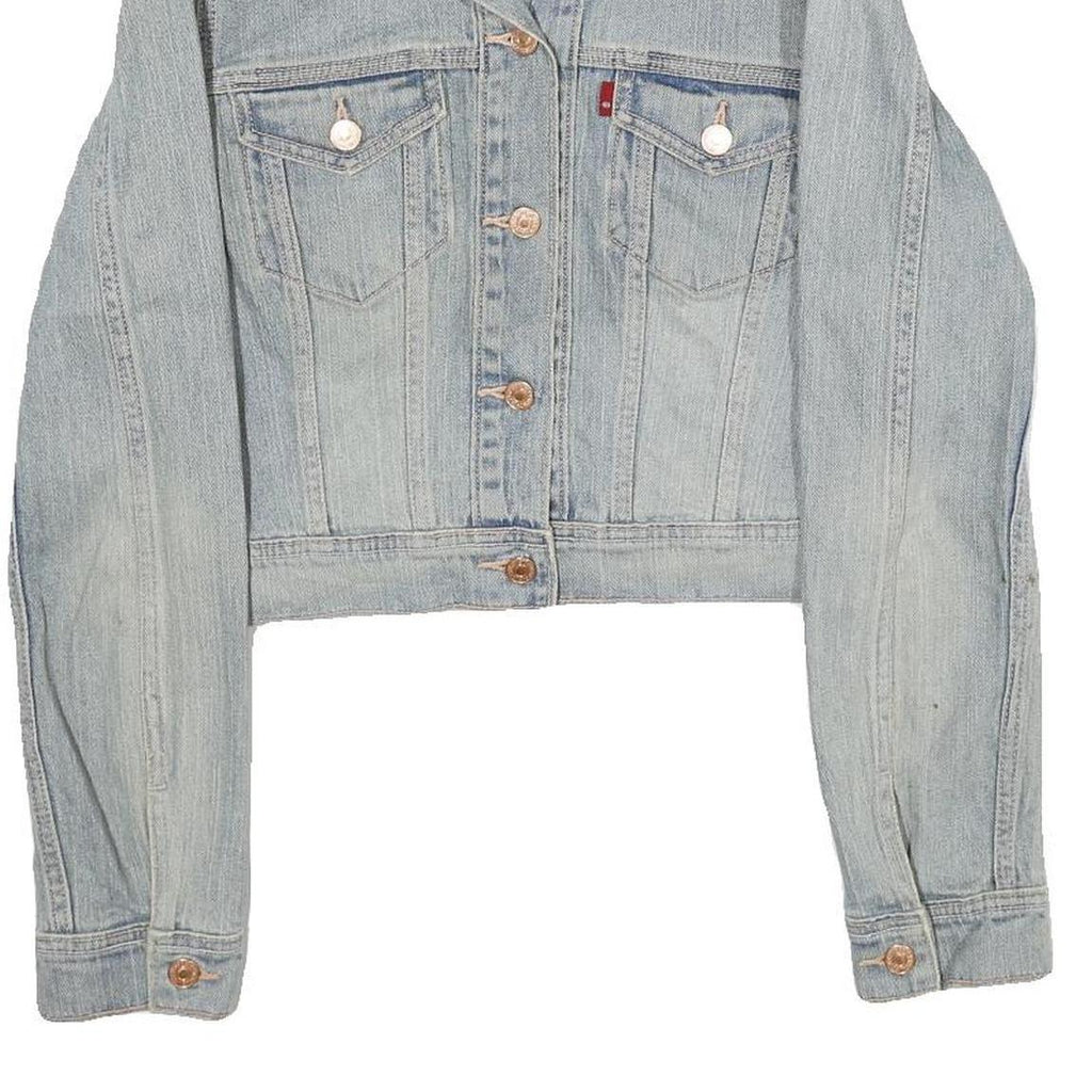 LEVI'S Womens Blue Cotton Denim Jacket S Button Closure Cropped Classic Fit