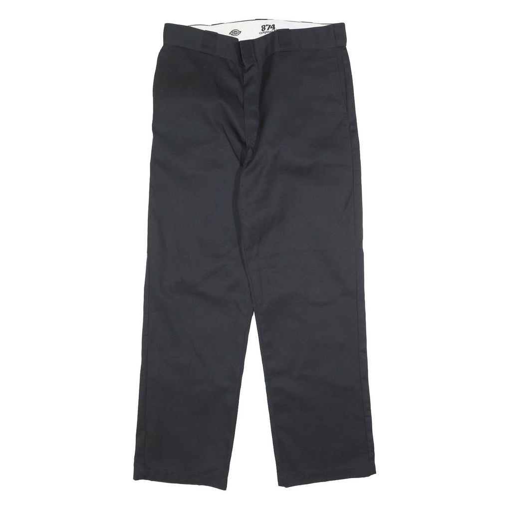 DICKIES Mens Regular Fit Black Cotton Blend Straight Leg Trousers W33 L30