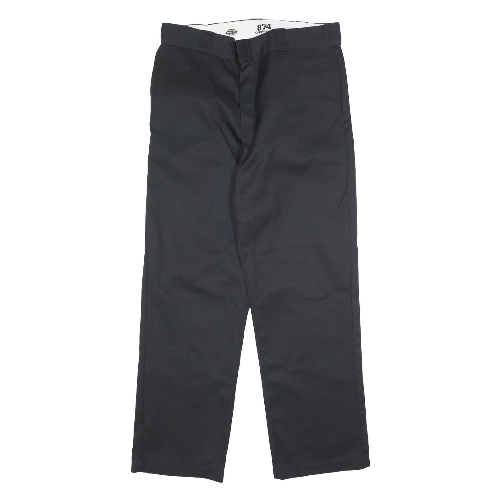 DICKIES Mens Regular Fit Black Cotton Blend Straight Leg Trousers W33 L30