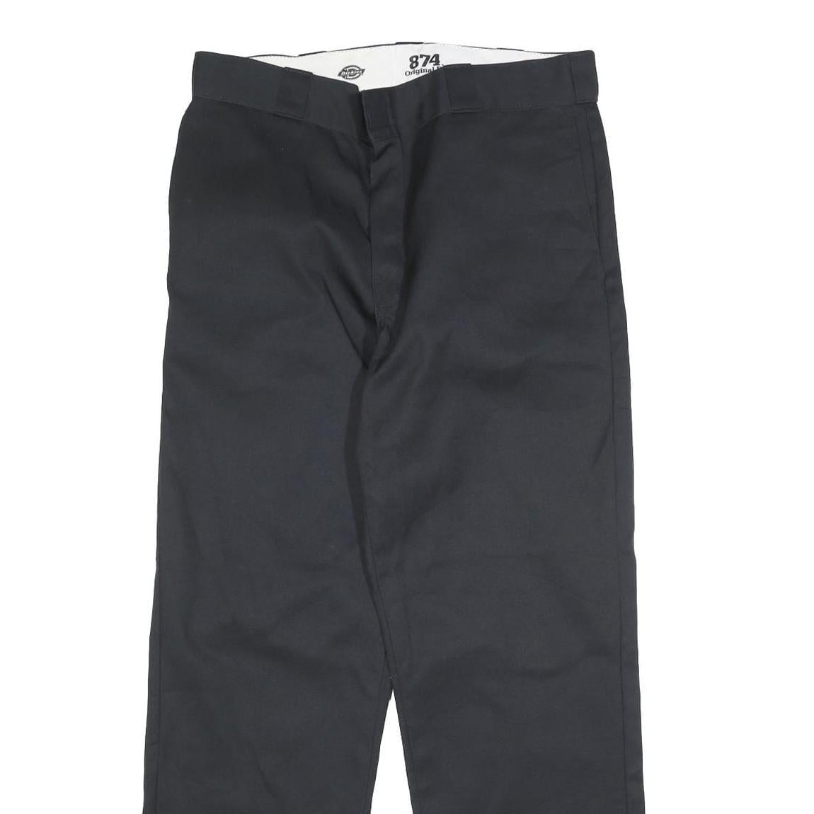 DICKIES Mens Regular Fit Black Cotton Blend Straight Leg Trousers W33 L30