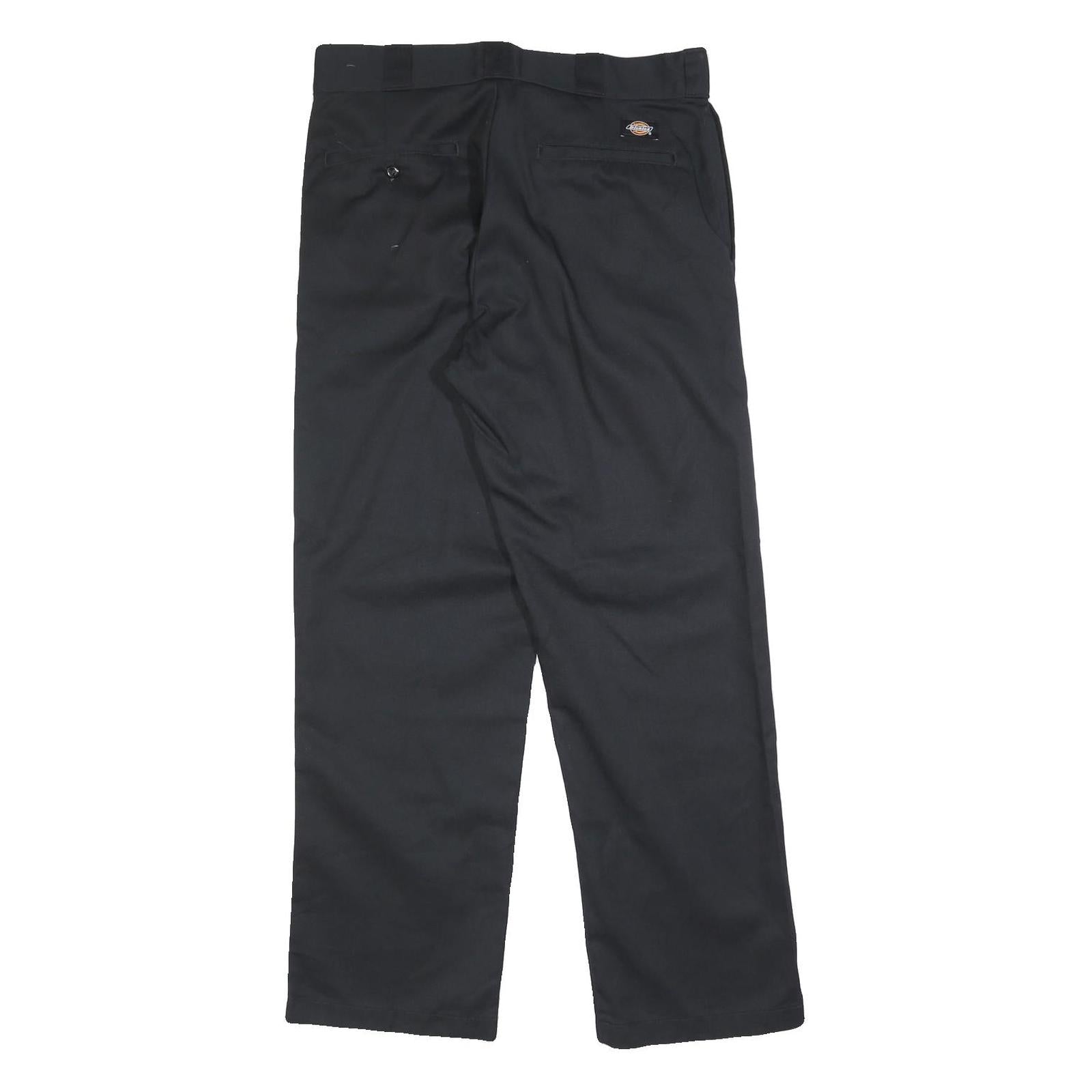 DICKIES Mens Regular Fit Black Cotton Blend Straight Leg Trousers W33 L30