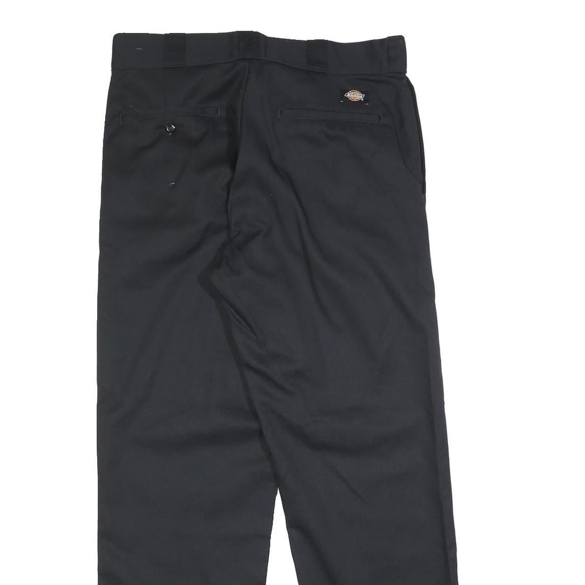 DICKIES Mens Regular Fit Black Cotton Blend Straight Leg Trousers W33 L30