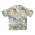 PIERRE CARDIN Mens Beige & Blue Floral Rayon Short Sleeve Shirt L Relaxed Fit