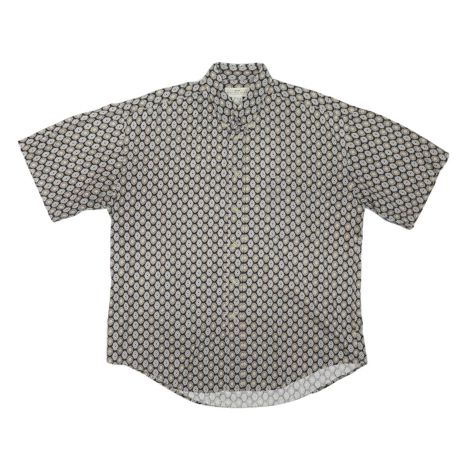 NATURAL ISSUE Mens Black & White Pattern Shirt L Cotton Blend Casual Button Up