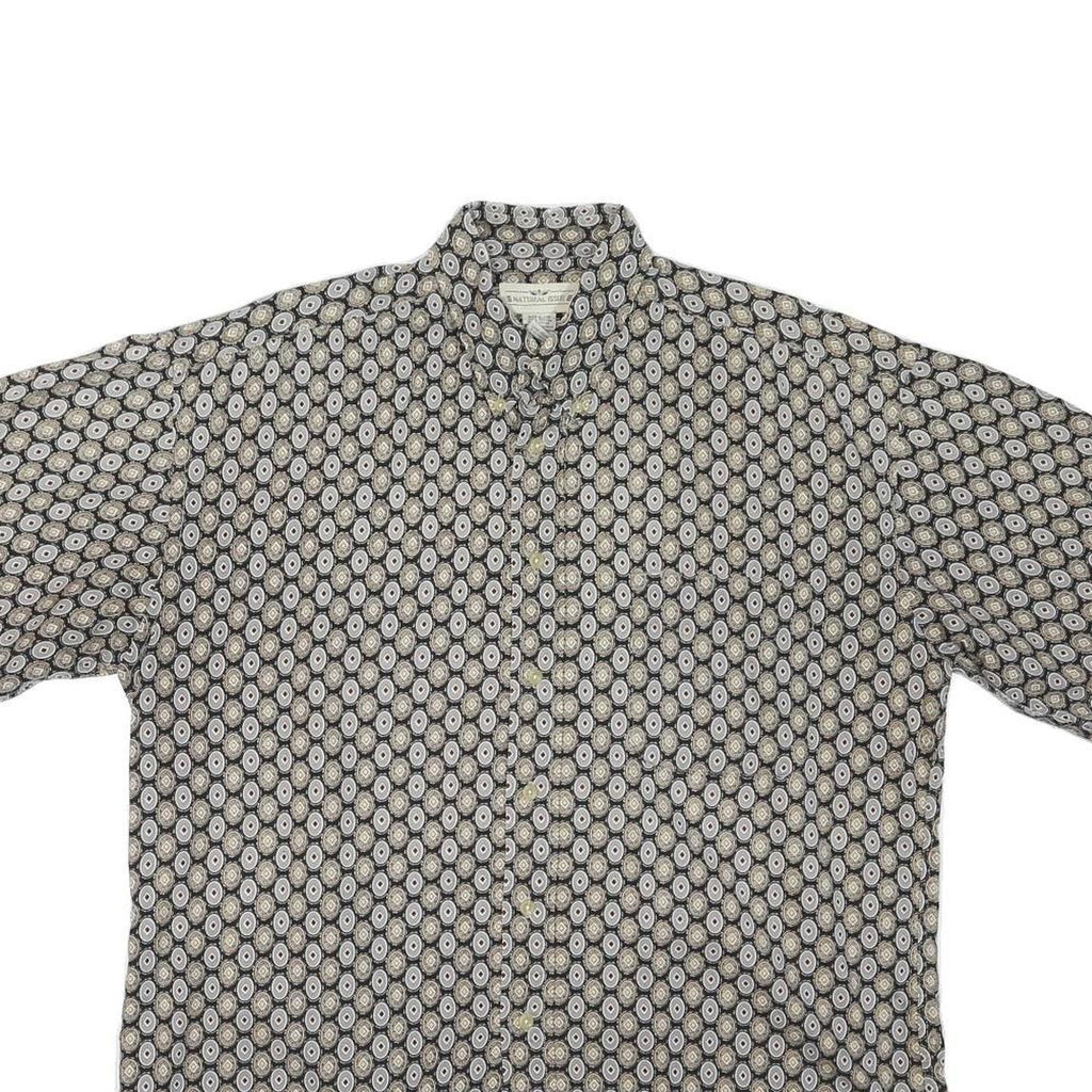 NATURAL ISSUE Mens Black & White Pattern Shirt L Cotton Blend Casual Button Up