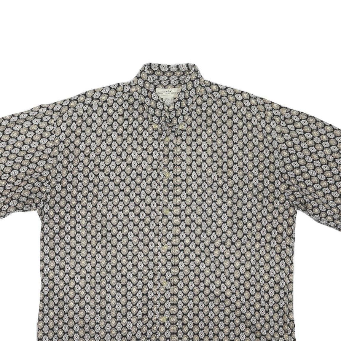NATURAL ISSUE Mens Black & White Pattern Shirt L Cotton Blend Casual Button Up