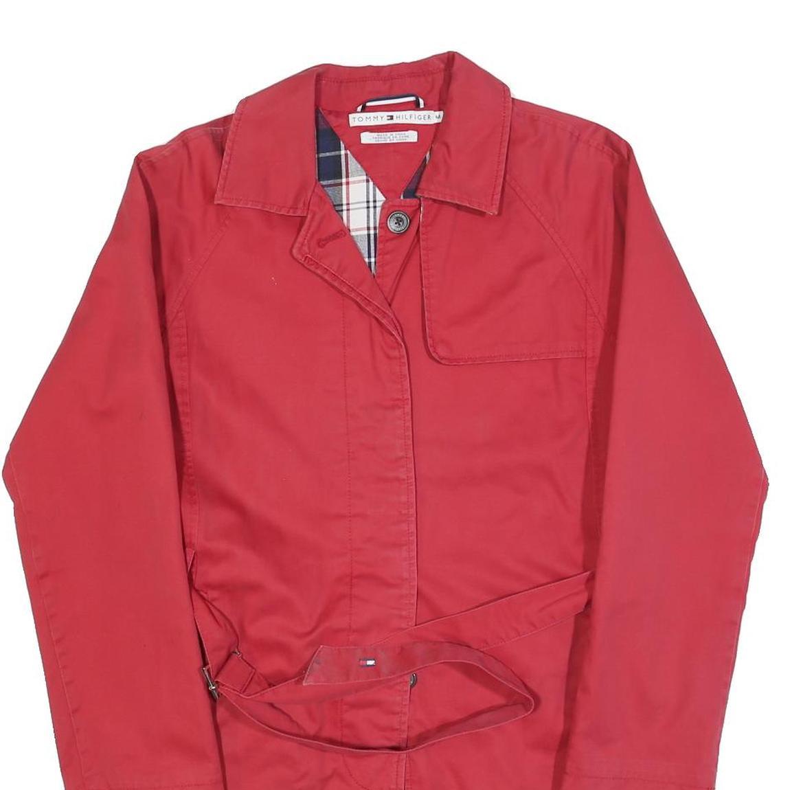 TOMMY HILFIGER Womens Red Cotton Blend Jacket M Button Plain Classic