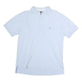 TOMMY HILFIGER Mens White Short Sleeve Plain Polo Shirt L Cotton Casual Summer
