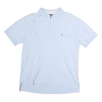 TOMMY HILFIGER Mens White Short Sleeve Plain Polo Shirt L Cotton Casual Summer