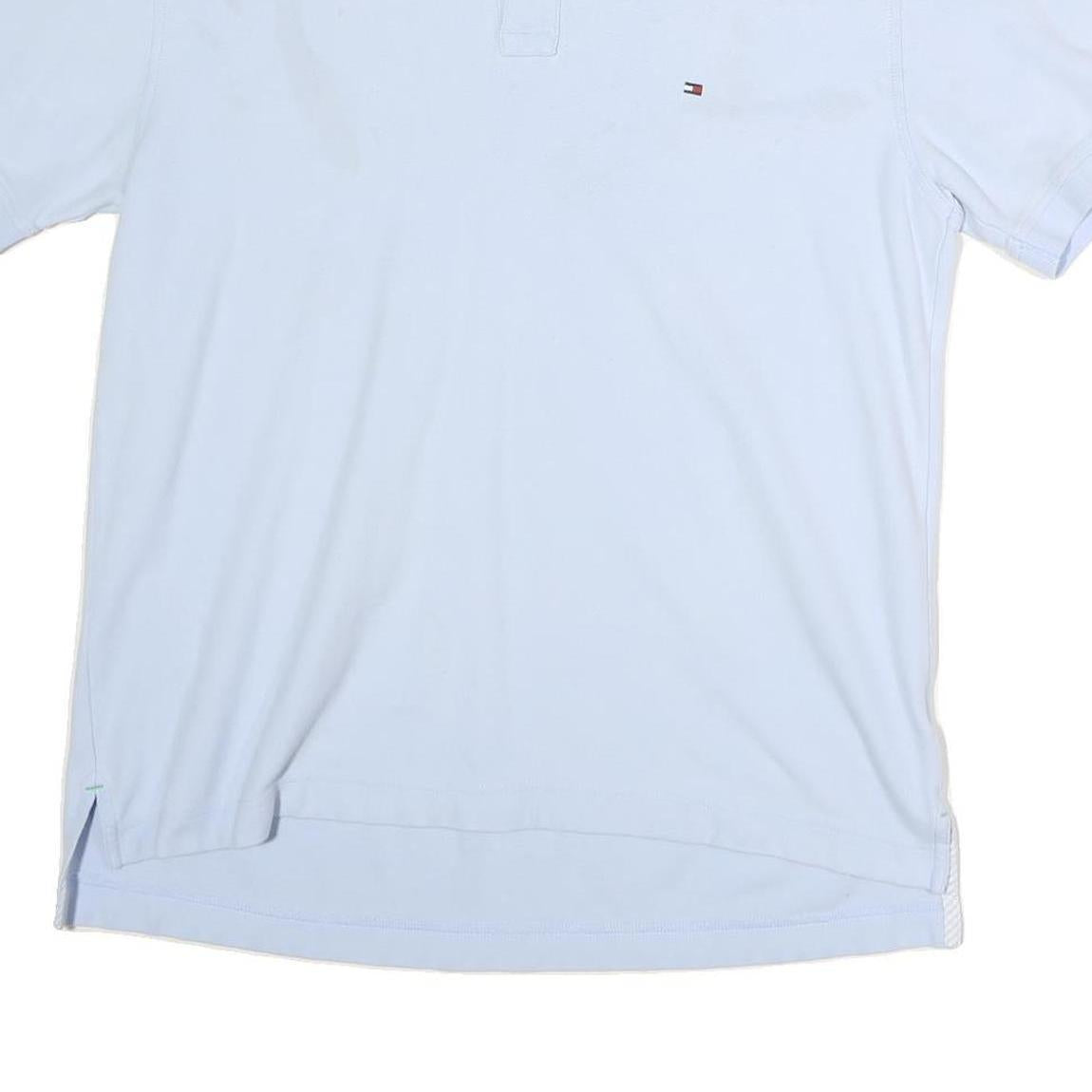 TOMMY HILFIGER Mens White Short Sleeve Plain Polo Shirt L Cotton Casual Summer