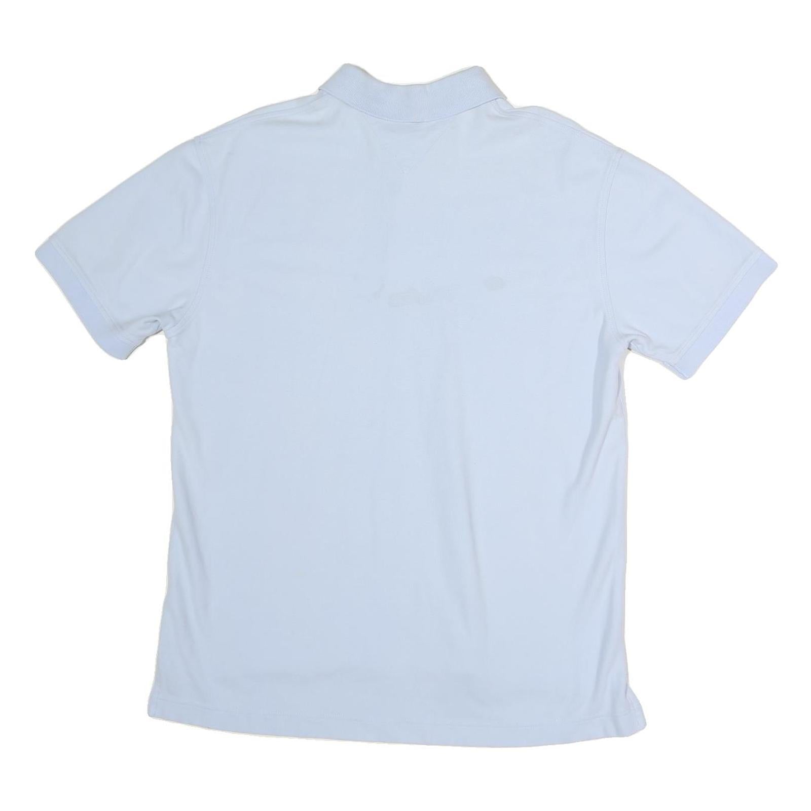 TOMMY HILFIGER Mens White Short Sleeve Plain Polo Shirt L Cotton Casual Summer