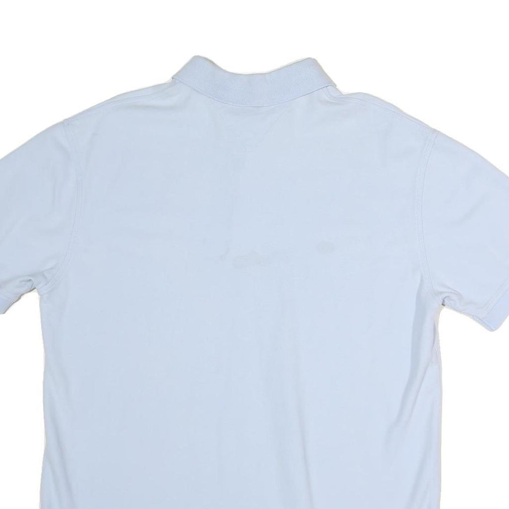 TOMMY HILFIGER Mens White Short Sleeve Plain Polo Shirt L Cotton Casual Summer