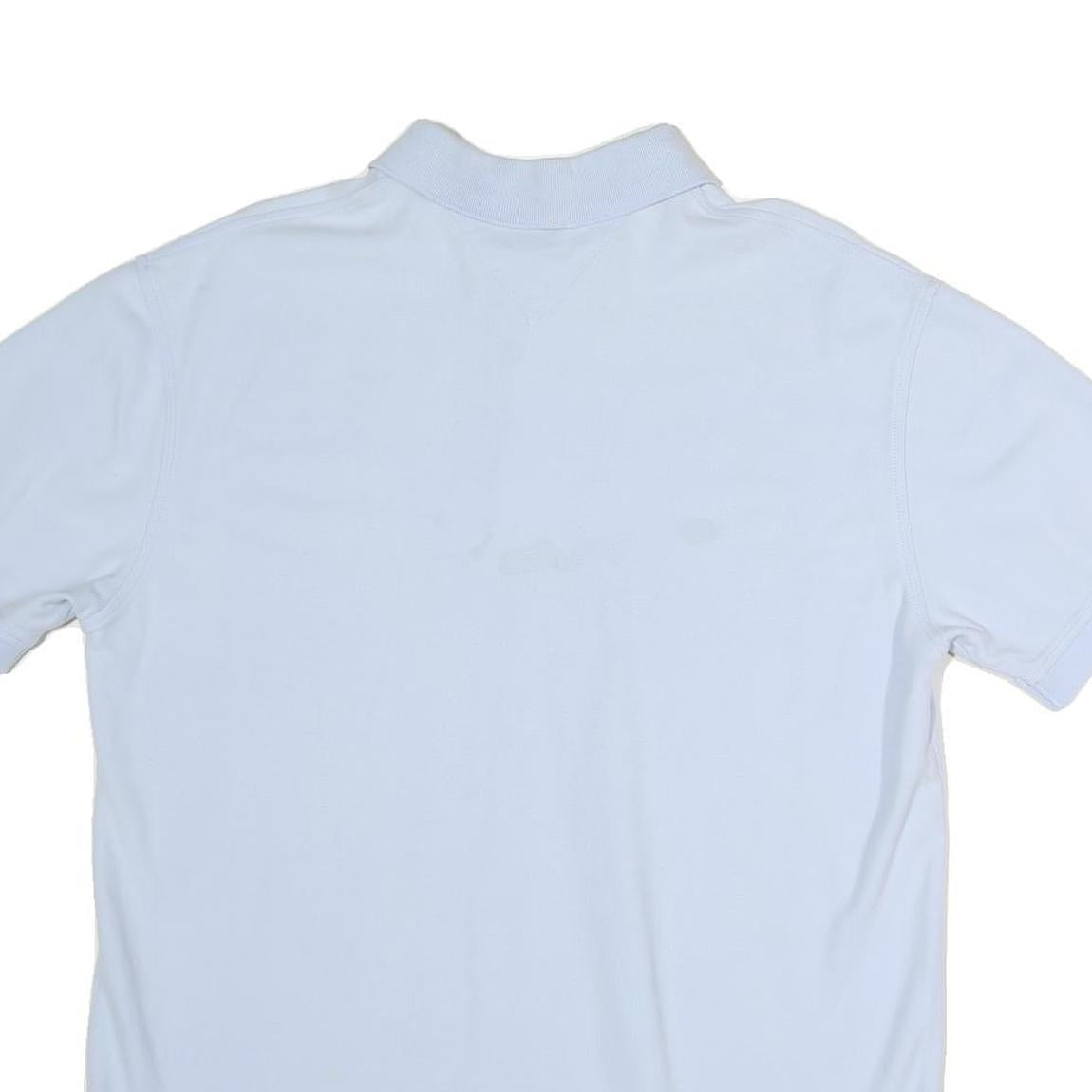 TOMMY HILFIGER Mens White Short Sleeve Plain Polo Shirt L Cotton Casual Summer