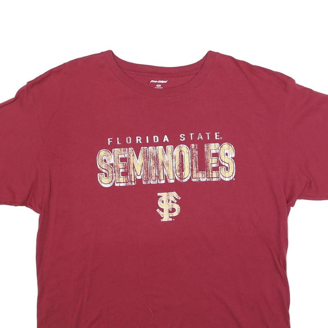PRO EDGE Mens Red Florida State Seminoles Graphic T-Shirt XL Crew Neck Short