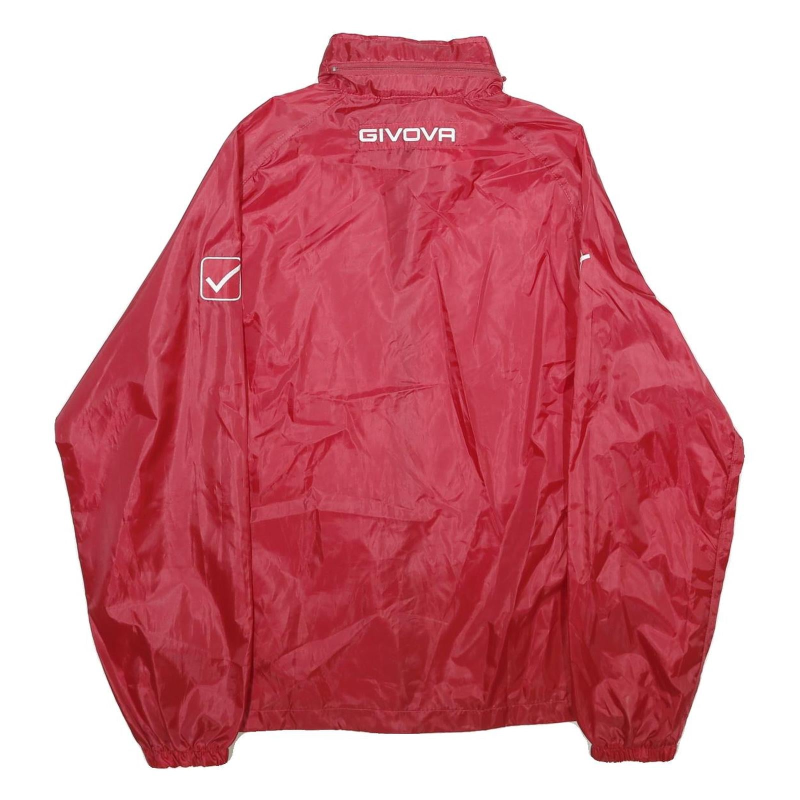 GIVOVA Mens Red Polyester Track Jacket L Sports Zip Up Lightweight