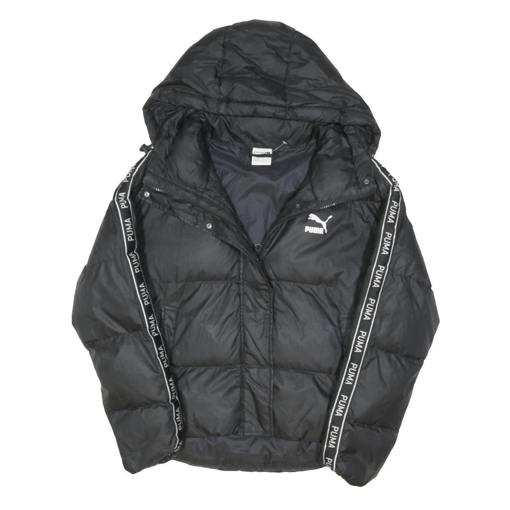 PUMA Womens Black Polyester Blend Puffer Jacket UK 6 Zip Hooded Sporty Casual