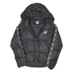 PUMA Womens Black Polyester Blend Puffer Jacket UK 6 Zip Hooded Sporty Casual