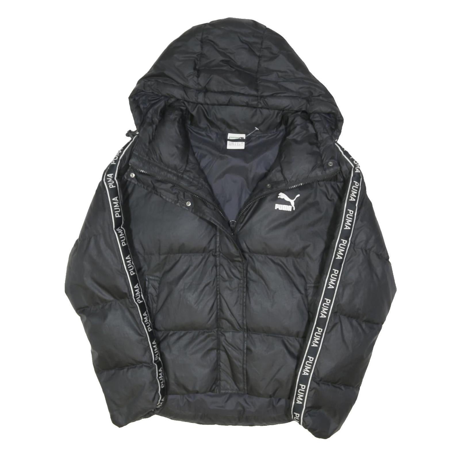 PUMA Womens Black Polyester Blend Puffer Jacket UK 6 Zip Hooded Sporty Casual