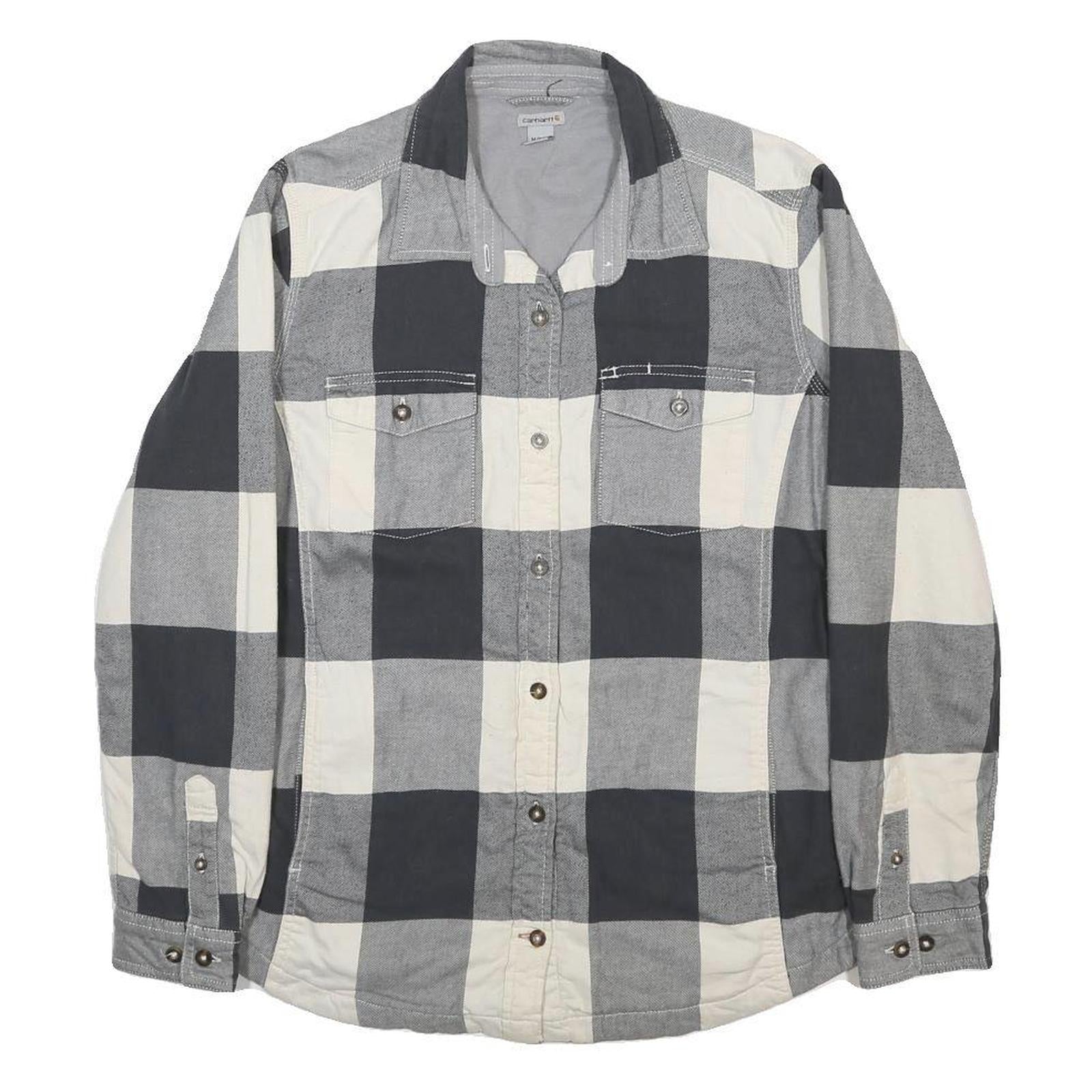 CARHARTT Lined Womens Black & White Check Shirt M Cotton Blend Long Sleeve