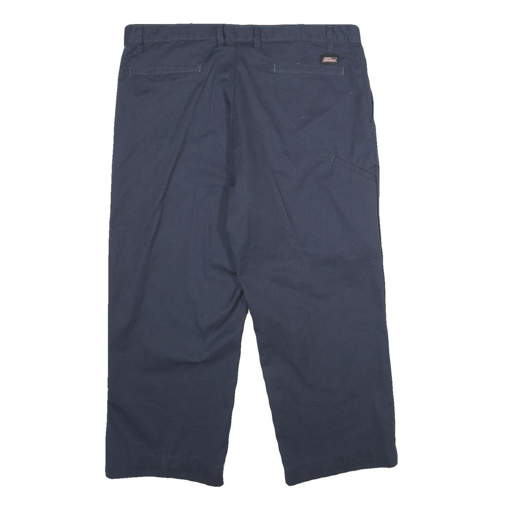 DICKIES Mens Regular Fit Navy Blue Polyester Blend Zip Trousers W38 L26 Workwear