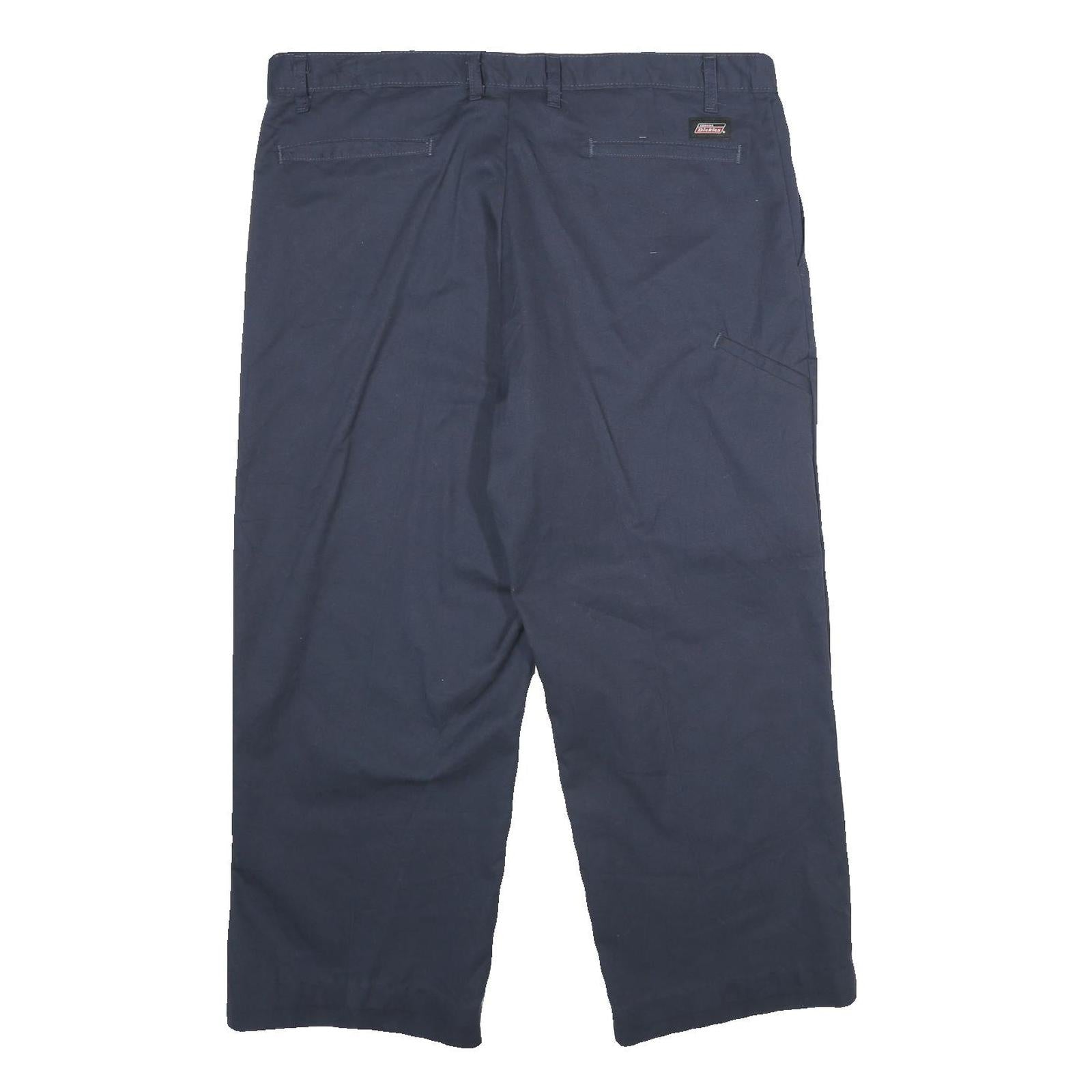 DICKIES Mens Regular Fit Navy Blue Polyester Blend Zip Trousers W38 L26 Workwear